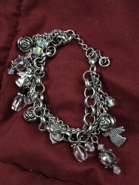 Silver Three Strand Charm Bracelet